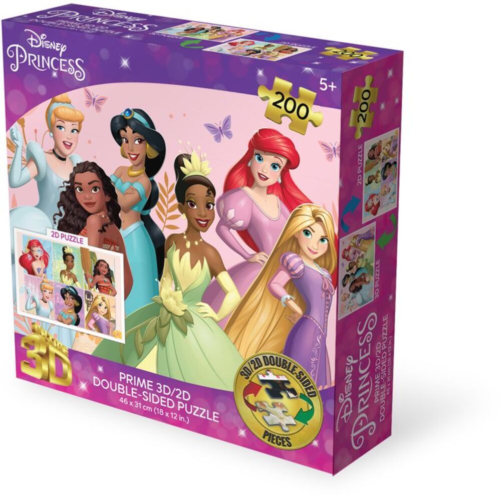 Disney Princess 6 Princesses 200pc 18x12 in 3D/2D Double-Sided Puzzle